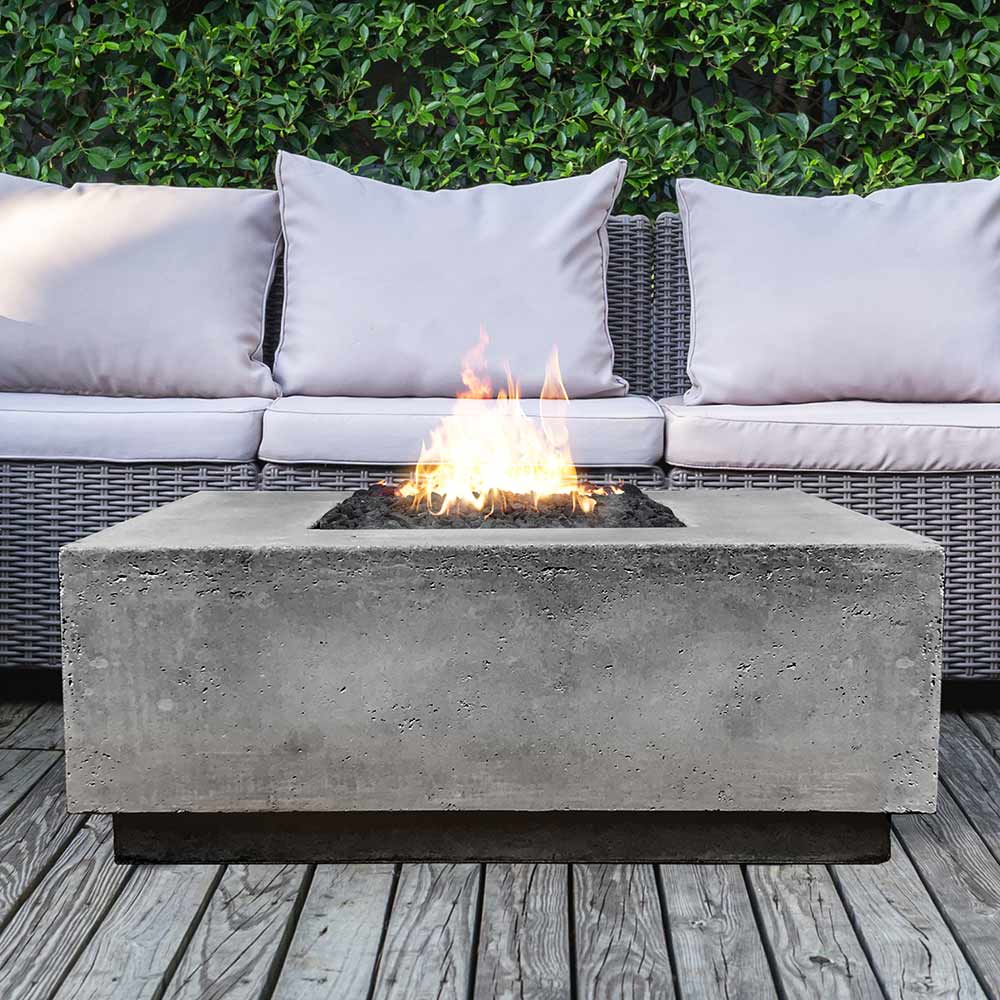 Prism Hardscapes Tavola 7 Concrete Gas Fire Pit, 60x50-Inch