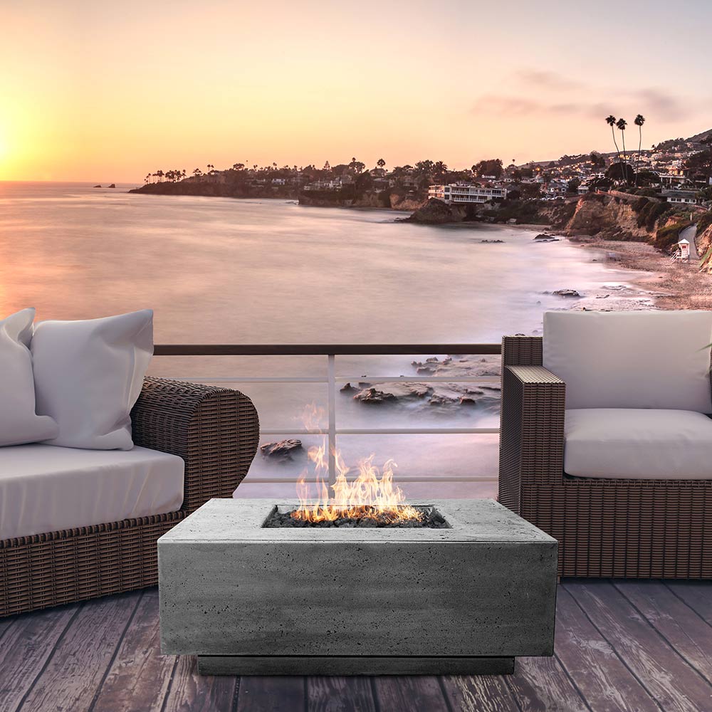 Prism Hardscapes Tavola 7 Concrete Gas Fire Pit, 60x50-Inch