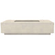 Concrete gas fire pit with rectangular open burner, beige concrete finish