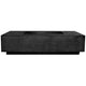Charcoal concrete gas fire pit with rectangular burner opening and raised base.