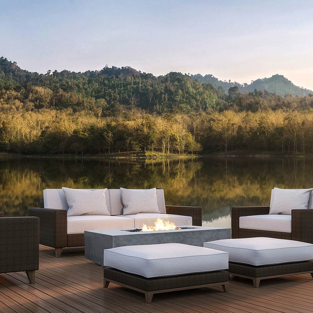 Prism Hardscapes PH-408 Tavola 4 Concrete Gas Fire Pit, 66x38-Inch