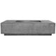 Concrete gas fire pit with rectangular open burner, dark gray concrete top