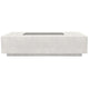 Concrete gas fire pit with rectangular open burner, light gray concrete finish