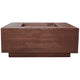 Square concrete gas fire pit with recessed burner opening, brown finish