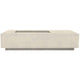 Concrete gas fire pit in light beige with rectangular burner opening