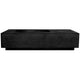 Concrete gas fire pit in dark charcoal with a rectangular burner opening and side base