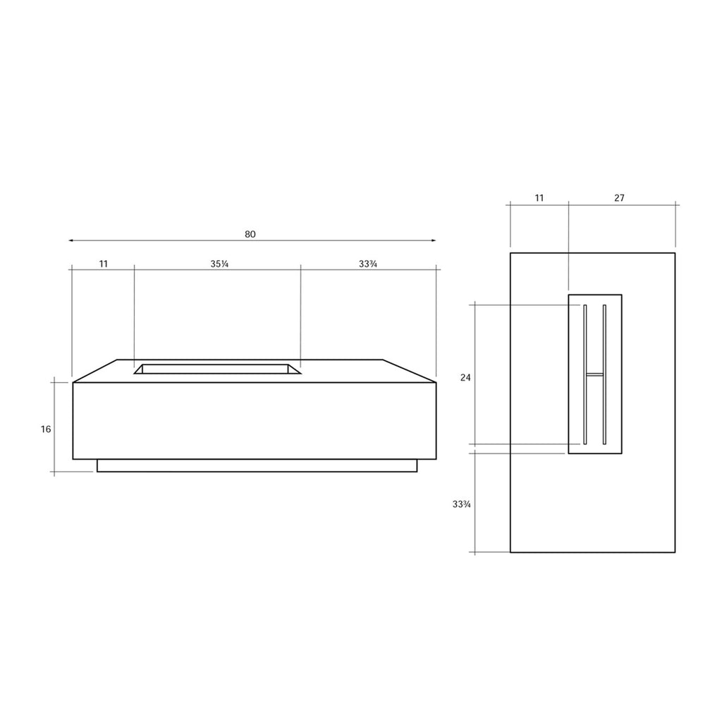 Prism Hardscapes PH-409 Tavola 5 Concrete Gas Fire Pit, 80x38-Inch