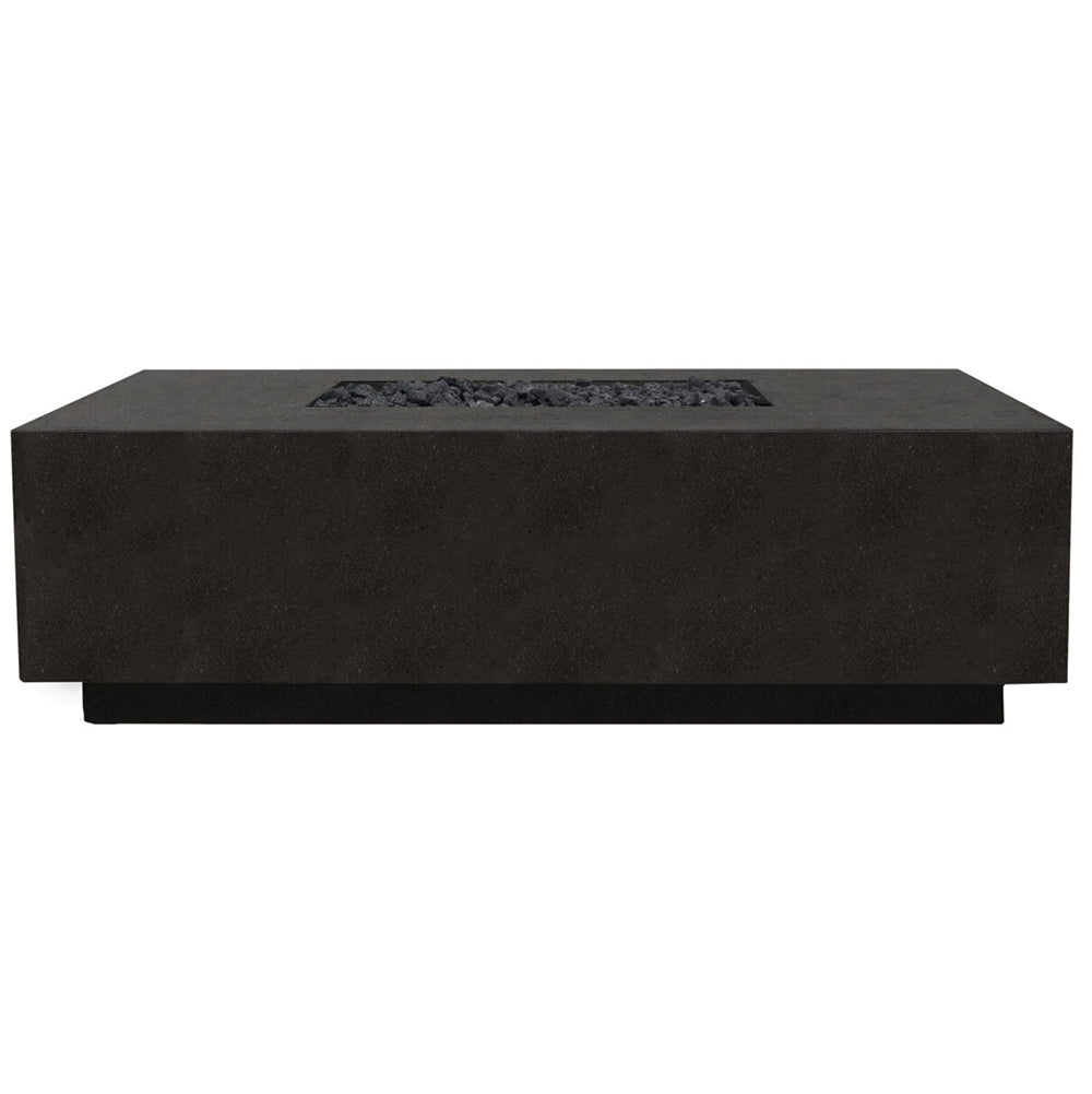 Concrete gas fire pit, ebony-dark finish, rectangular with burner opening