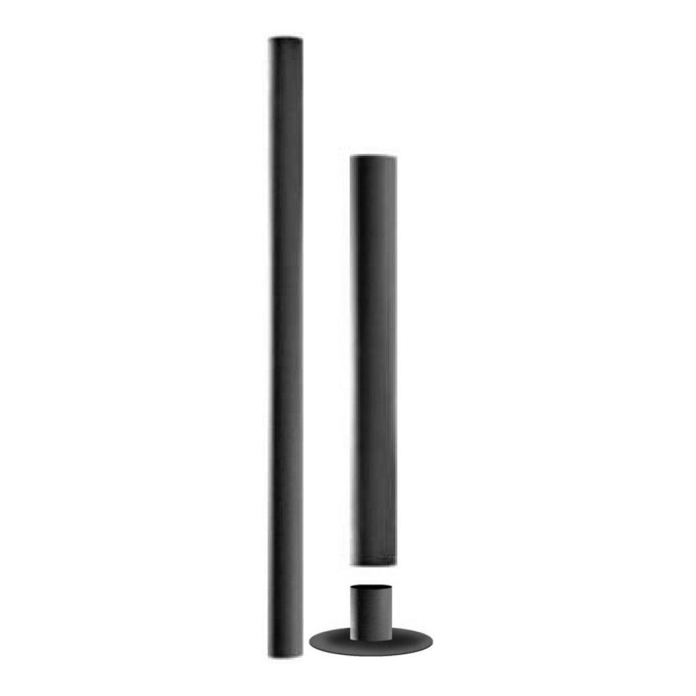 Black in-ground mount post with cylindrical chimney sleeve, no flame