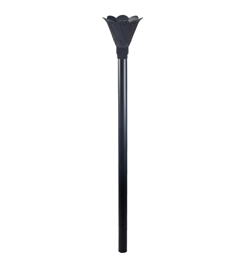 Black tulip gas torch head on black powder-coated pole