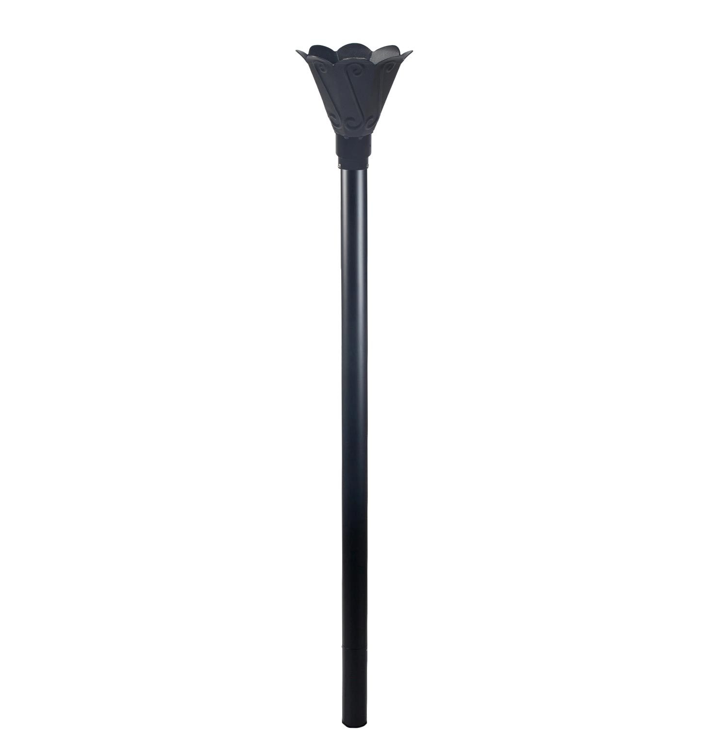 Black tulip gas torch head on black powder-coated pole