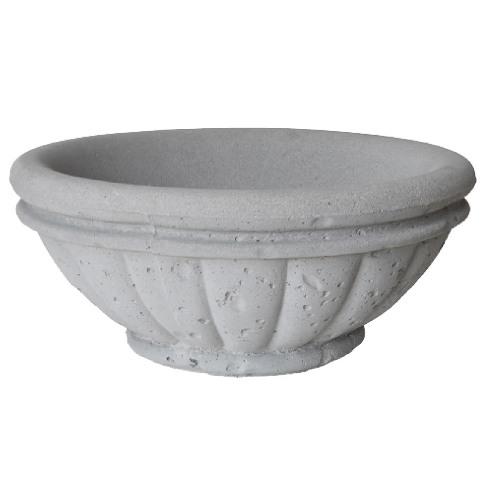 Tuscany 47-inch fire bowl, light gray stone finish with circular rim