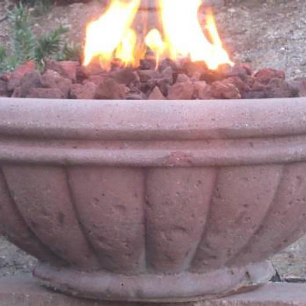 Fire bowl rim and front, light gray stone texture with small speckles