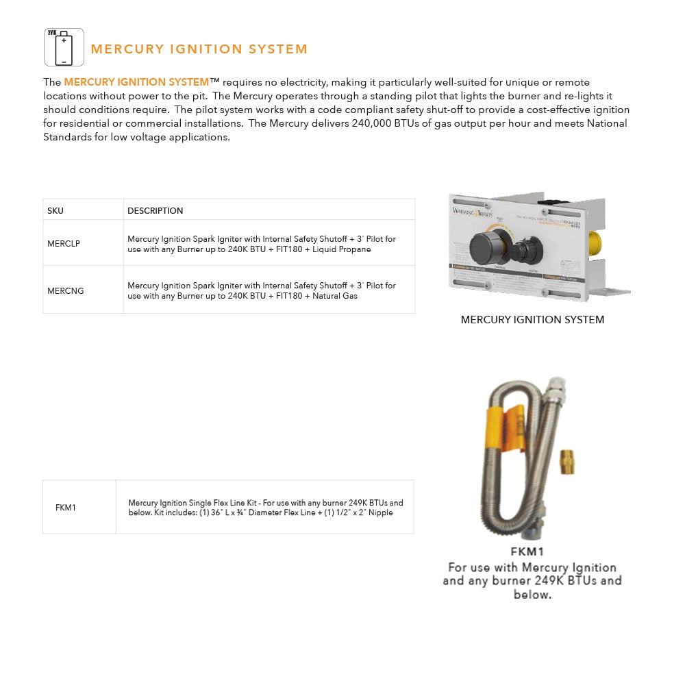 Mercury ignition system kit with instruction sheet and ignitor parts