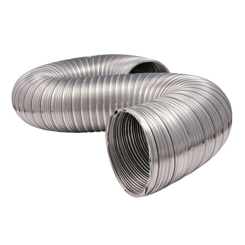 6-inch flexible aluminum duct with two coiled sections and open end, silver