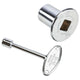 Fireplace valve flange and key set with polished chrome cap and long rod