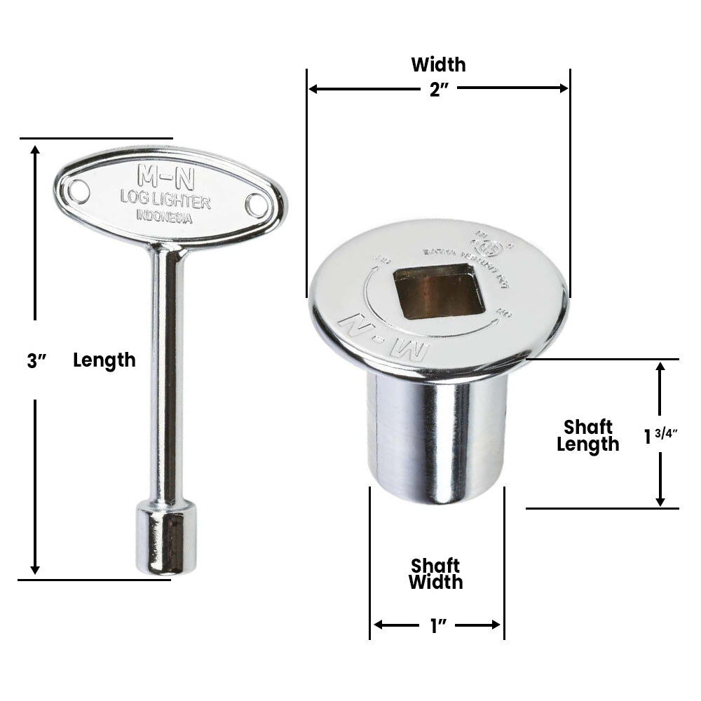 Flange and valve key set with dimensions, chrome finish