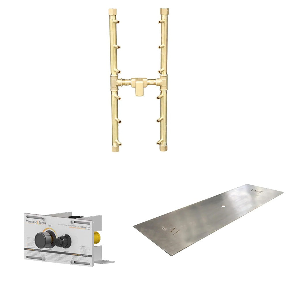 H-style spark ignitor burner kit with brass tubing frame, instruction card, and metal plate