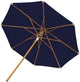 10-foot deluxe patio umbrella with navy canopy and wooden frame, open