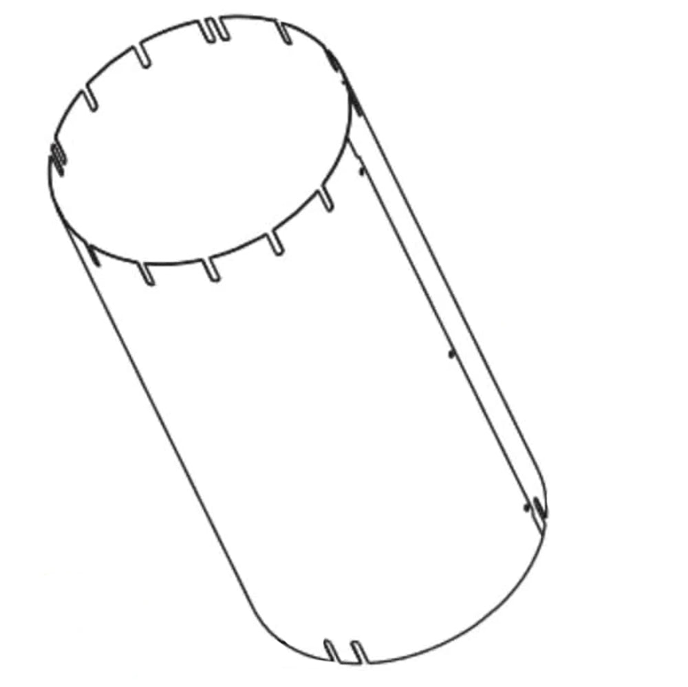 Attic insulation shield with curved oval shape and edge snap tabs.