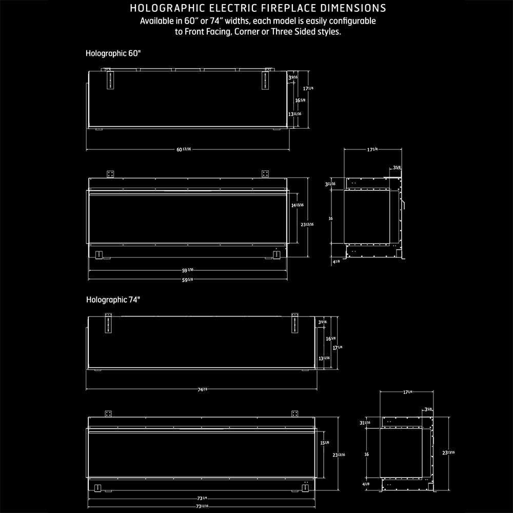 Ortal Holographic 60-Inch Linear Electric Fireplace