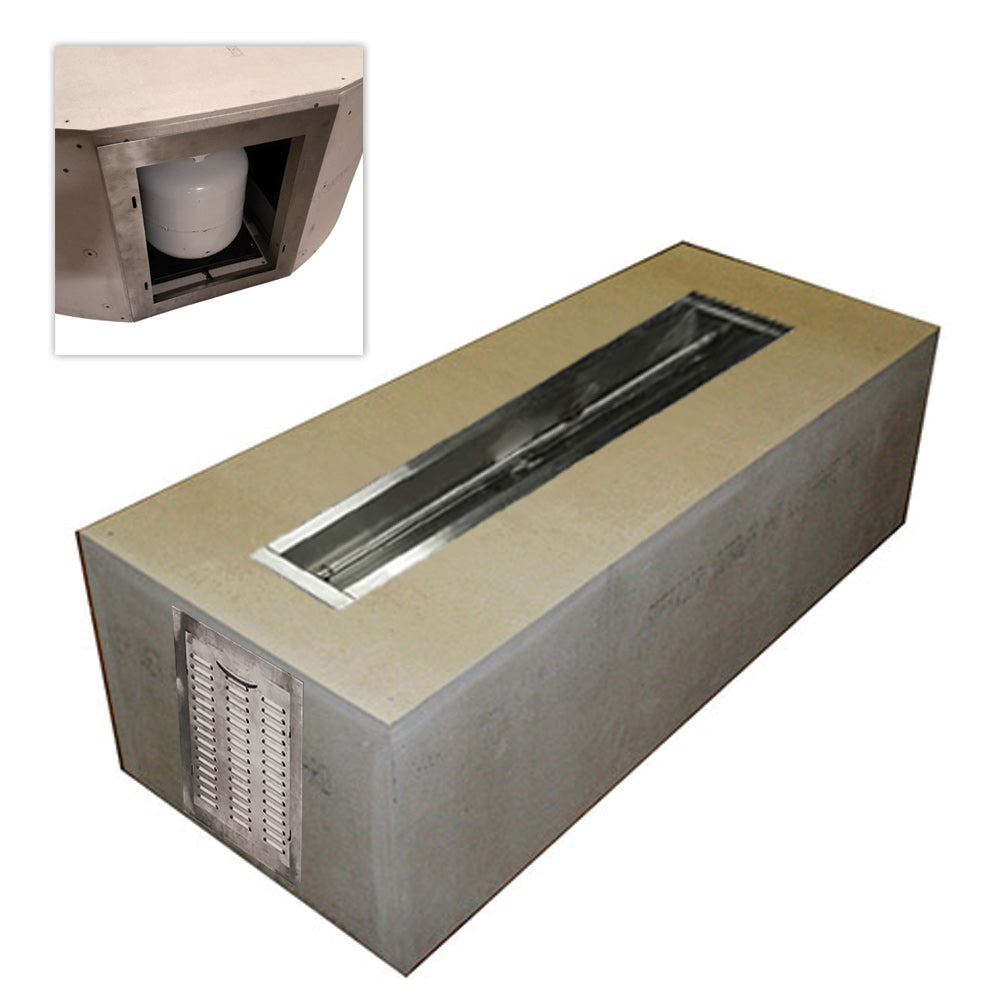 HPC Fire 70x24-Inch Rectangular Unfinished Small Tank Gas Fire Pit Enclosure Kit with H-Shaped Burner and Propane Door