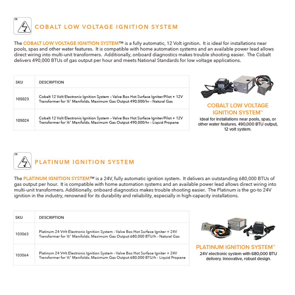Ignition system guide showing cobalt and platinum ignition diagrams with kit photos