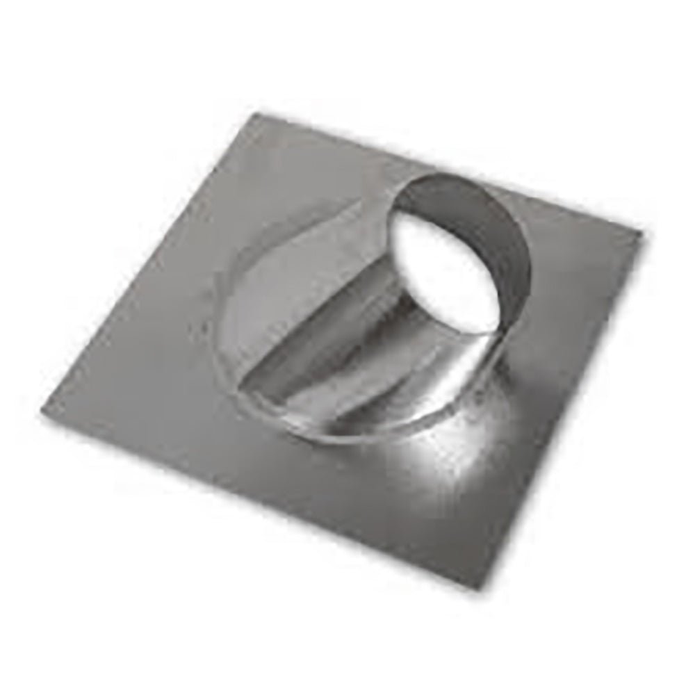 Gray roof flashing with round chimney opening and sloped collar