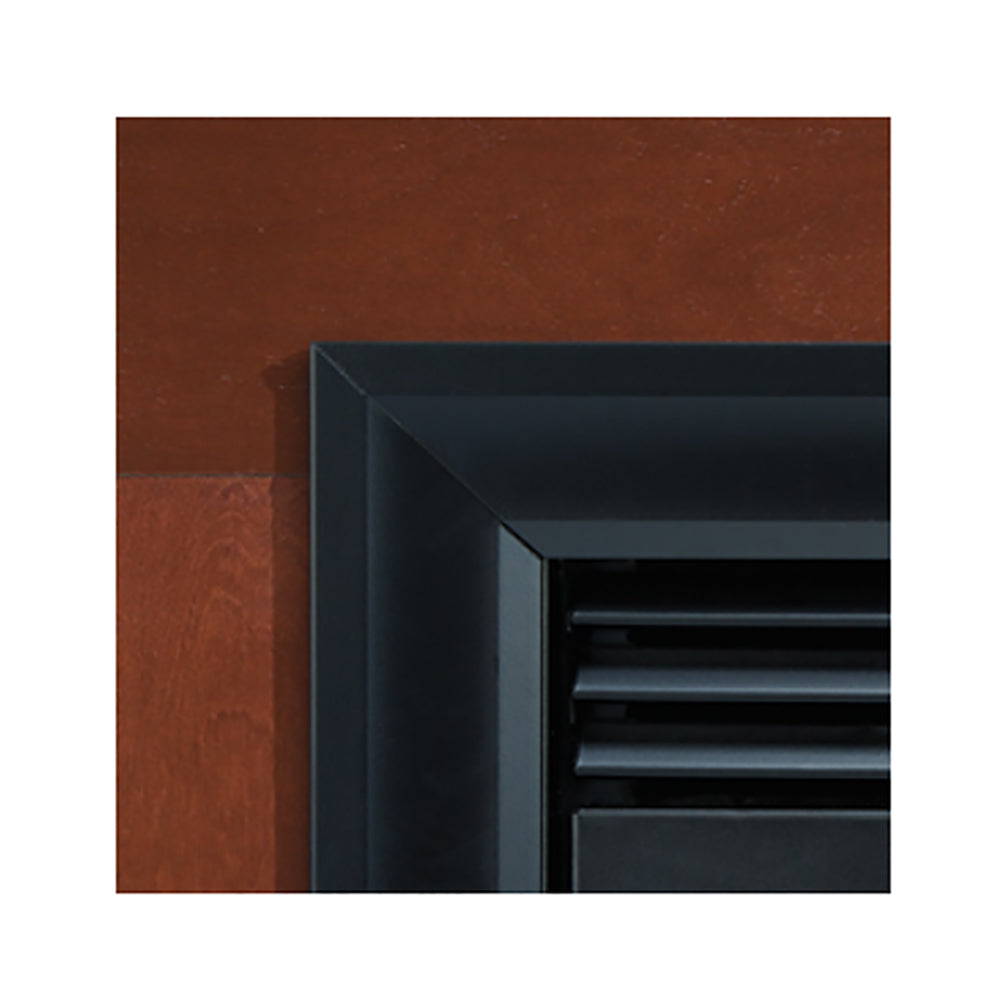Matte black steel frame corner with horizontal slots for EZ-attach
