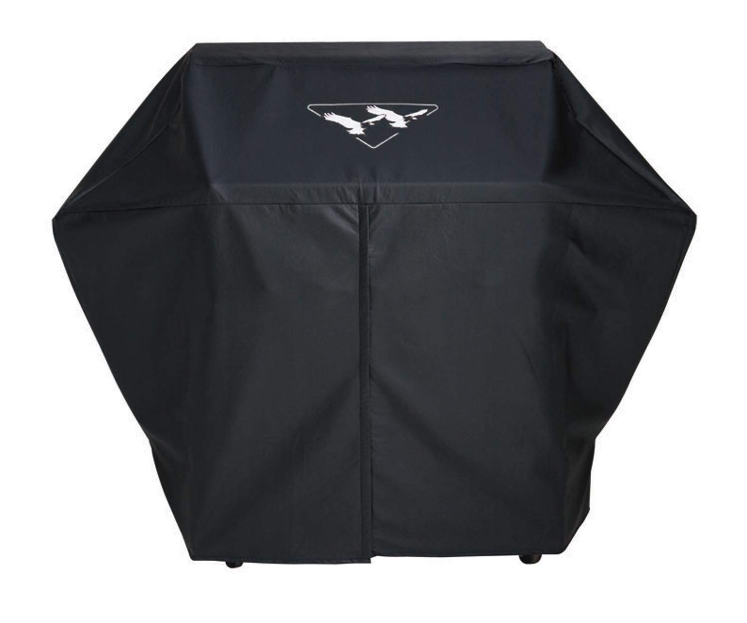 Freestanding grill cover, dark vinyl, full-coverage with Twin Eagles logo
