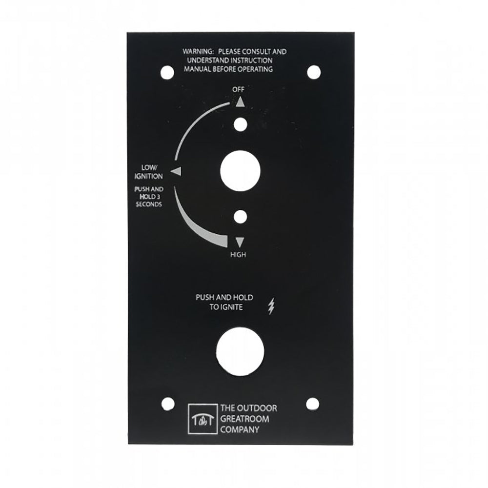 Outdoor control panel for safety valve with white buttons and dial, black faceplate