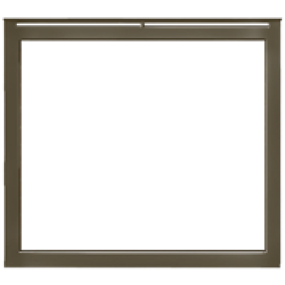 Bronze fireplace front frame with clear glass panel