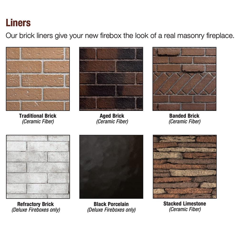 Brick liner sample board showing ceramic-fiber textures in multiple styles