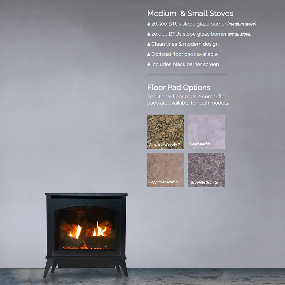 White Mountain Hearth VFD20MS Spirit Steel Ventless Gas Stove with Contour Burner and Log Set, 21.5-Inches