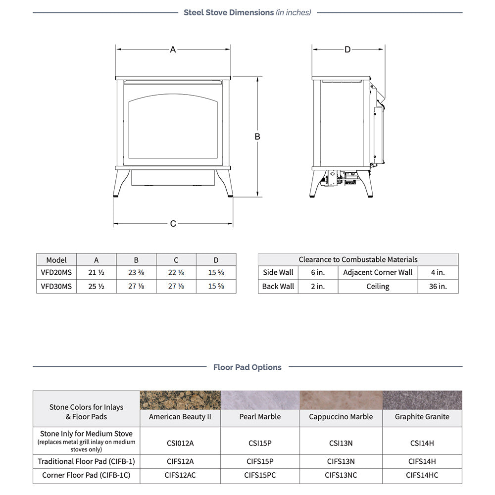 White Mountain Hearth VFD30MS Spirit Steel Ventless Gas Stove with Contour Burner and Log Set, 28.25-Inches