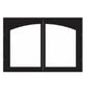Black arched decorative fireplace doors with two plain glass panels