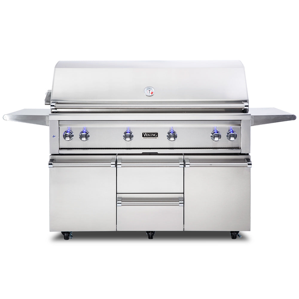 Viking 5 Series Stainless Steel Cart Gas Grill with ProSear Burner & Rotisserie, 54-Inch (VQGFS554)