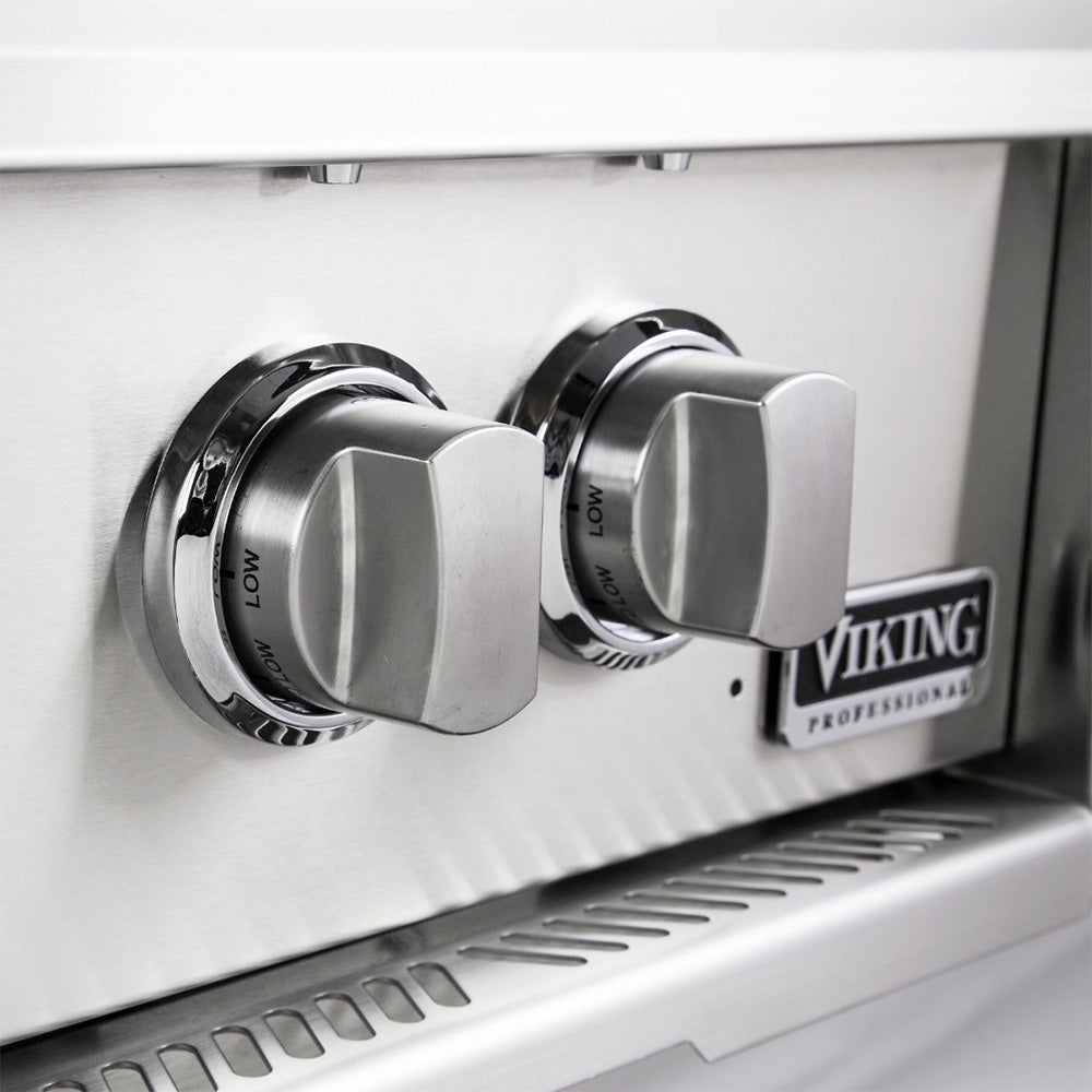 Stainless steel gas burner control knobs with LOW and control indicator