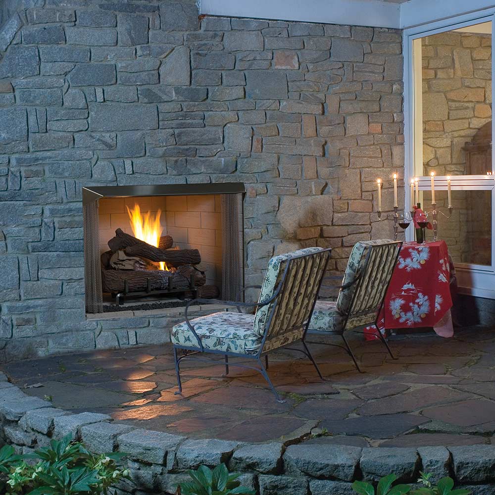 Superior 50-Inch Vent-Free Outdoor Gas Firebox with Vent-Free Gas Log Set (VRE4550)
