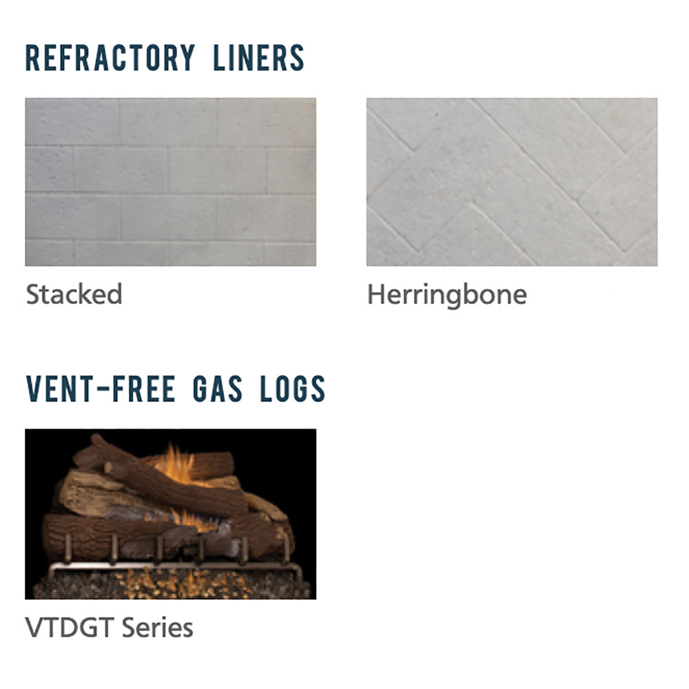 Superior 50-Inch Vent-Free Outdoor Gas Firebox with Vent-Free Gas Log Set (VRE4550)