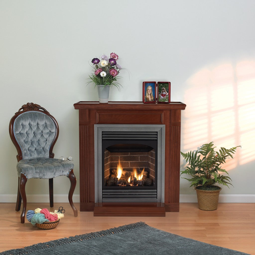 White Mountain Hearth VFP24FPxx Vail Ventless Fireplace with Slope Glaze Burner and Ceramic Fiber Log Set, 24-Inches