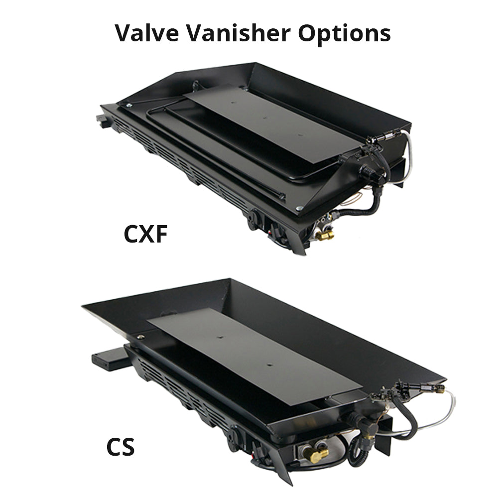 Vented burner valve vanisher assembly, black housing with burner tray