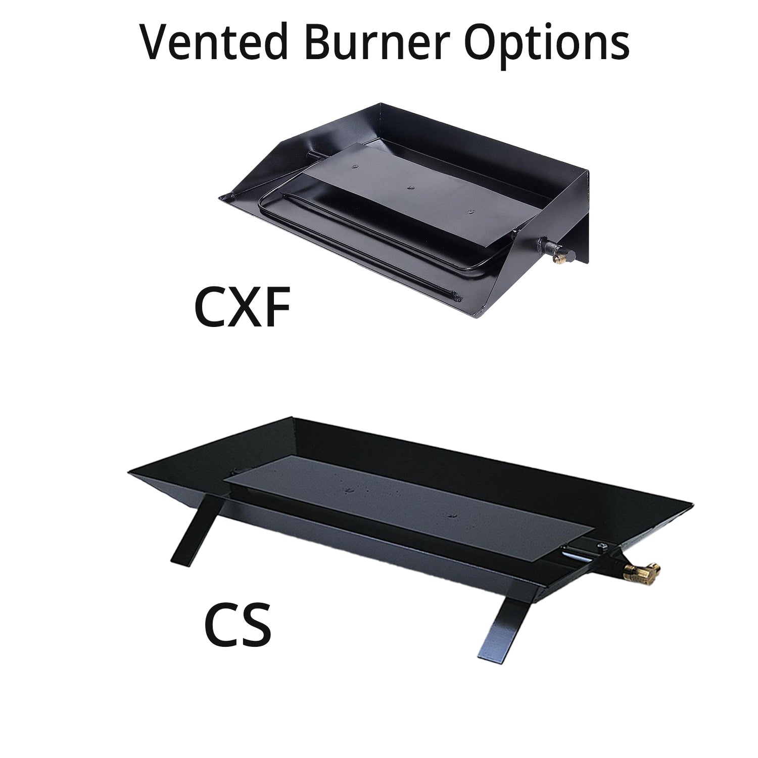 Vented burner assembly with black burner tray and vented housing