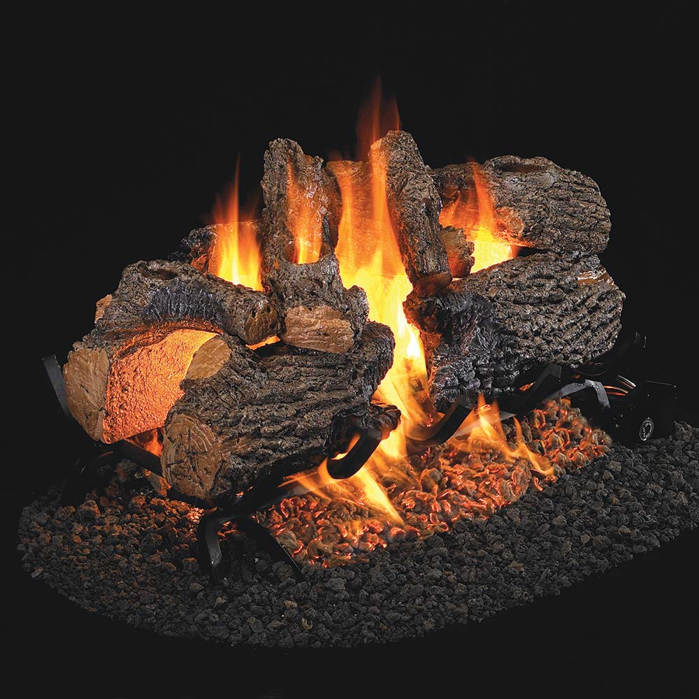 Real Fyre CHD Charred Oak Vented Gas Log Set, Stainless Steel, Double Sided, ANSI Certified