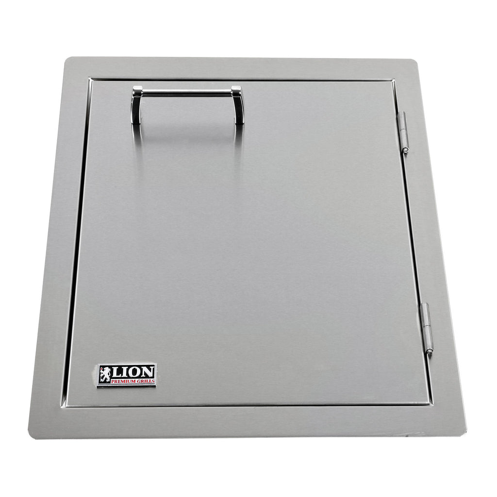 Stainless steel vertical access door with towel rack, hinged square panel