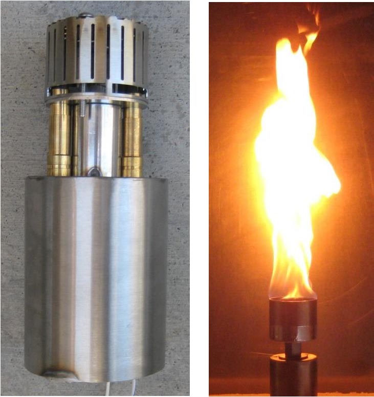 Gas torch head with stainless pole and tall flame