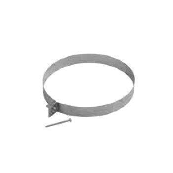 Gray metal wall support collar for 4x7-inch flexible direct vent with mounting tab