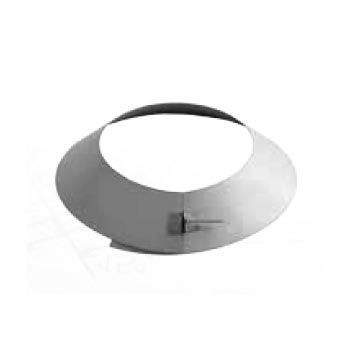Metal vent pipe collar with round opening, stepped gray profile