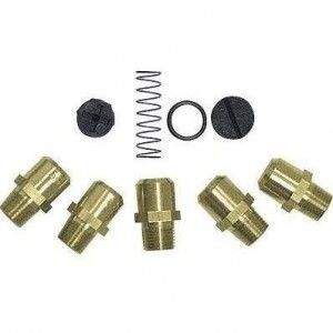 Gas-to-propane conversion kit with brass fittings, spring, and black rubber gaskets