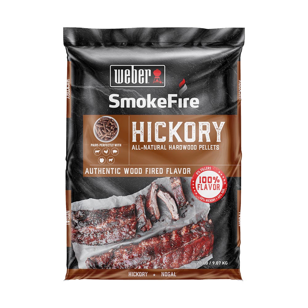 Weber SmokeFire Hickory all-natural hardwood pellets bag, 20 lb